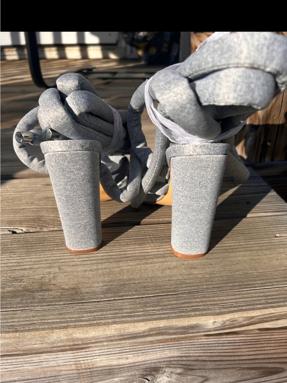 Liliana Gray Wrap-Ankle Block Heel Sandals - Women - Picture 4 of 7